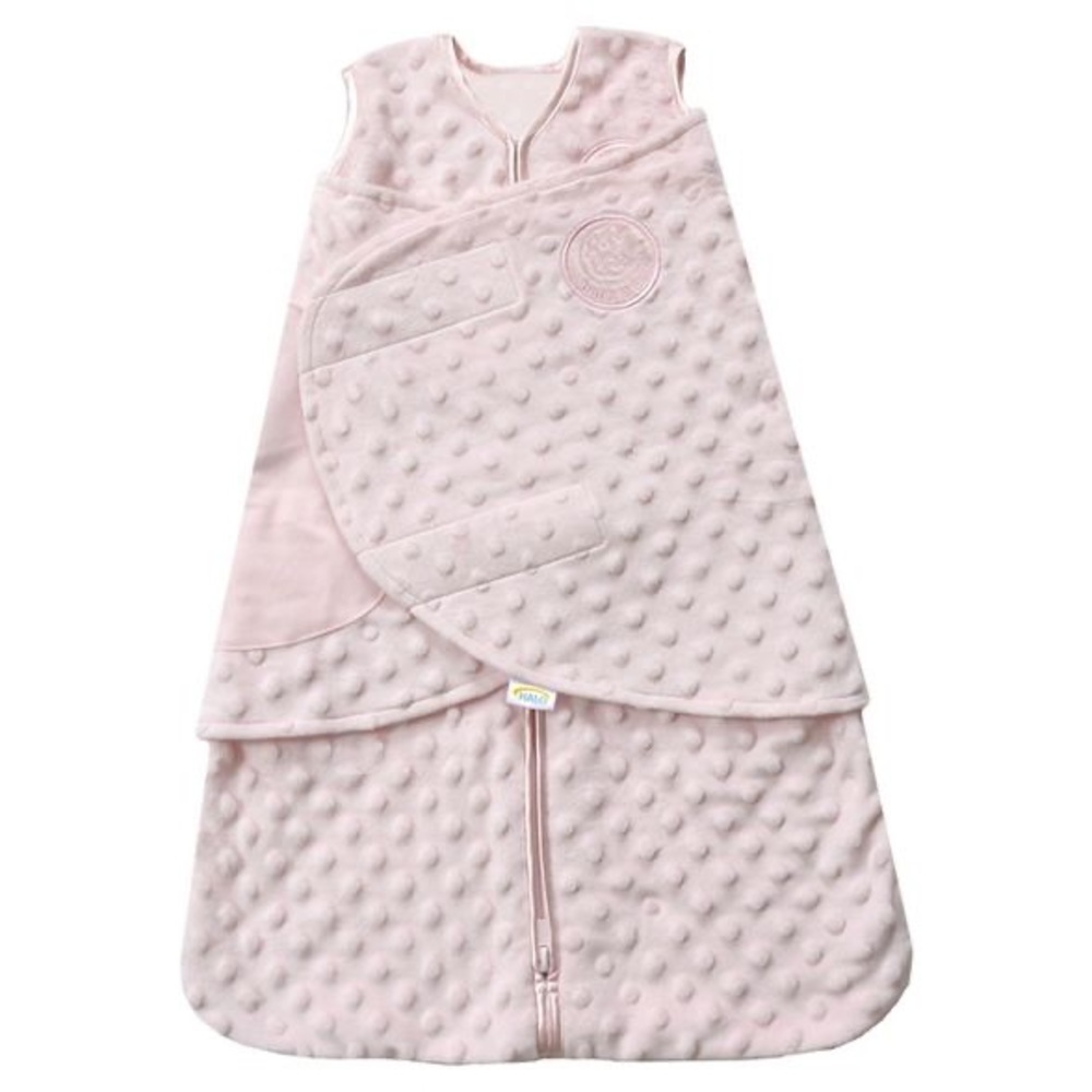 NEWBORN-3M | Plush pink halo sleep sack swaddle